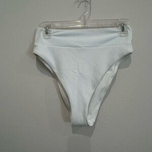 aerie White Waffle High-cut cheeky Swim Bottoms